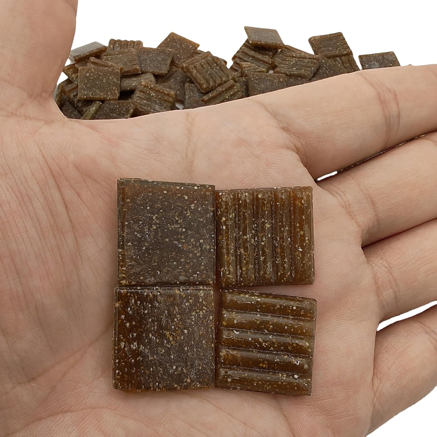 3/4 inch Quartz Glass Mosaic Tiles for Crafts, 1.1 LB, Square Mosaic Pieces for DIY Picture, Home Mosaic Decoration (Coffee)