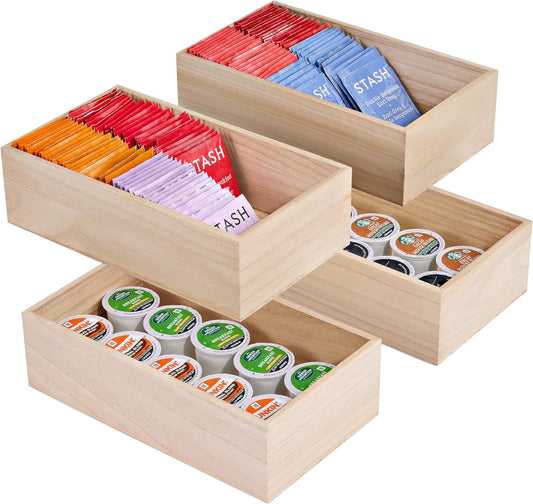 Sorbus Unfinished Wood Crates - Organizer Bins, Wooden Box for Pantry, Closet, Arts & Crafts, Cabinet Organizers, Containers (4 Pack)