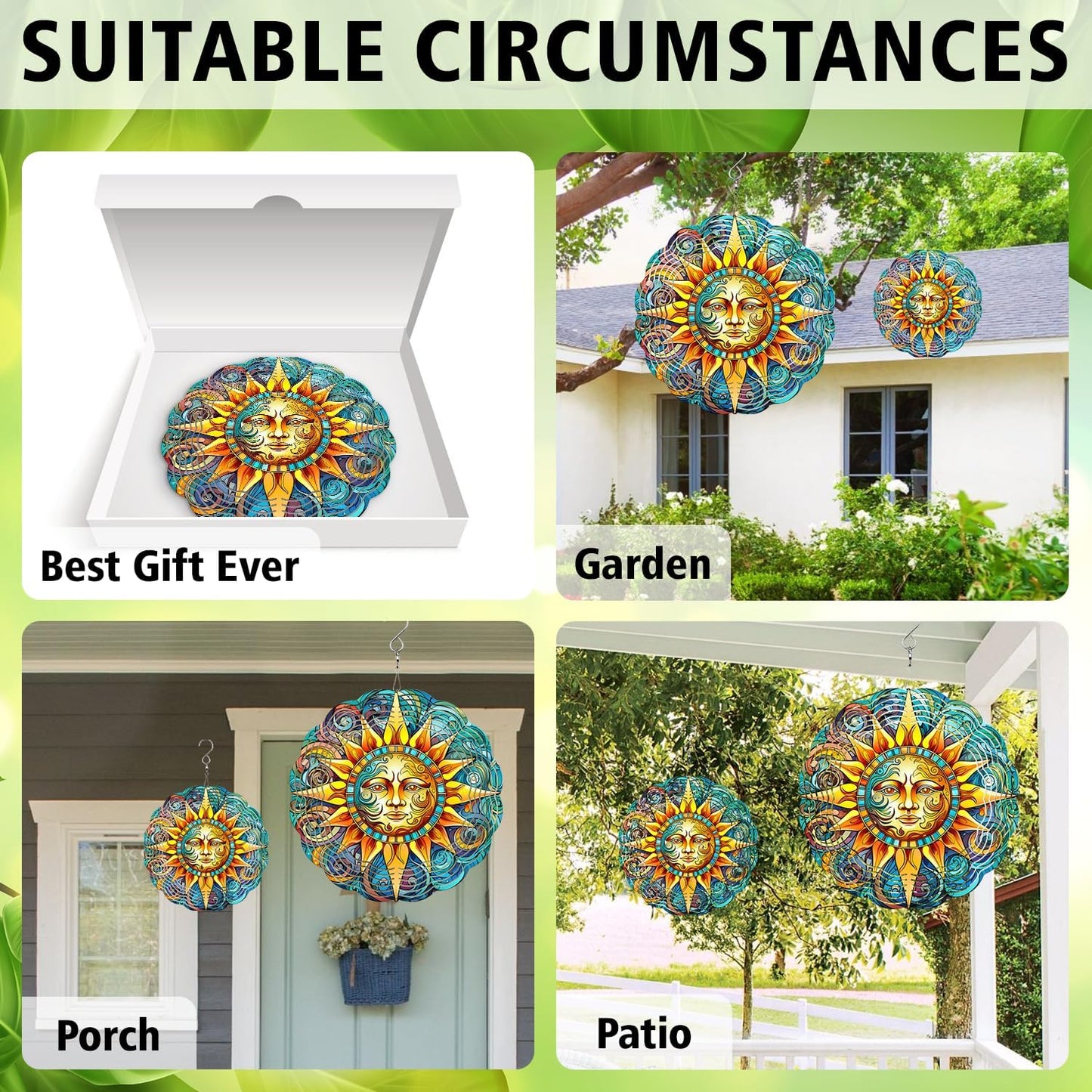 Celestial Sun Wind Spinner - Unique 3D Hanging Wind Spinner for Yard and Garden