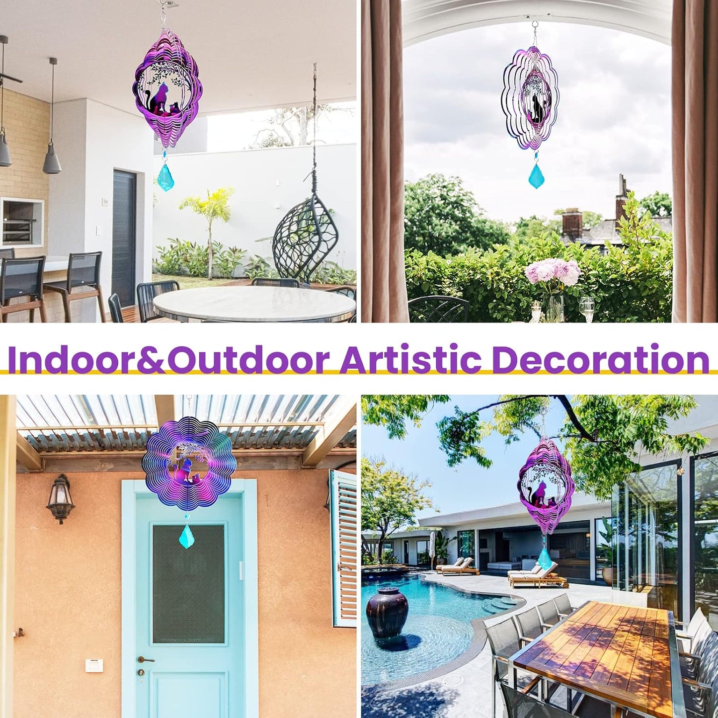 Wind Spinner, Hanging Wind Sculptures,Wind Spinners for Yard and Garden Decor,Yard Decorations Outdoor,Hanging Art Ornaments for Garden Yard Balcony Decor (Cat)