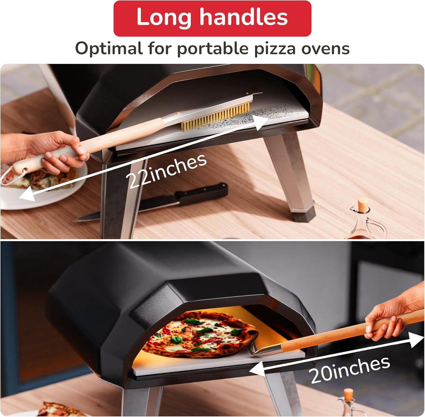 Pizza Oven & Stone Brush with Scraper, Turning Fork & Bubble Popper Bundle - Essential Accessories & Tools for Any Pizza Oven