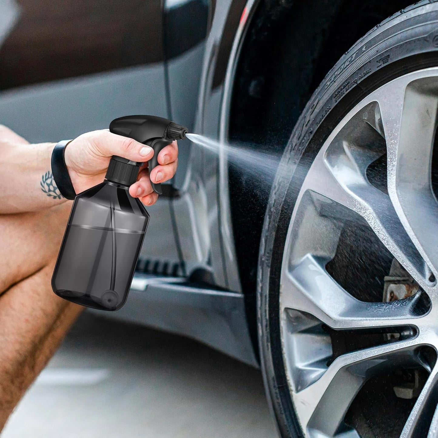 Baderke 2 PCS 360° Spray Bottle, 16 oz Upside Down Spray Bottles, Plastic Spray Bottles is Nice for Plants, Cleaning Solutions, Durable Nozzle w/Fine Mist and Stream Setting (Gray)