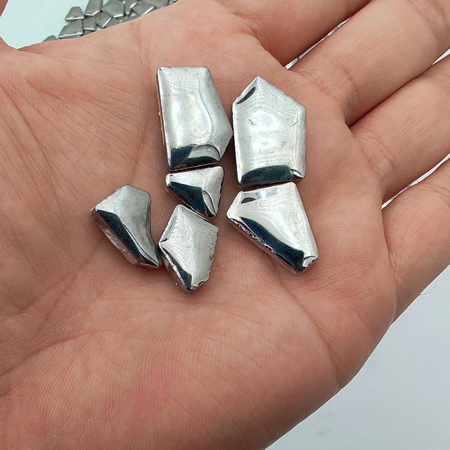 1.1LB Irregular Ceramics Mosaic Tiles, Mosaic Pieces Stones for DIY Mosaic Making Craft Hobby Arts Home Wall Decoration (Sliver)