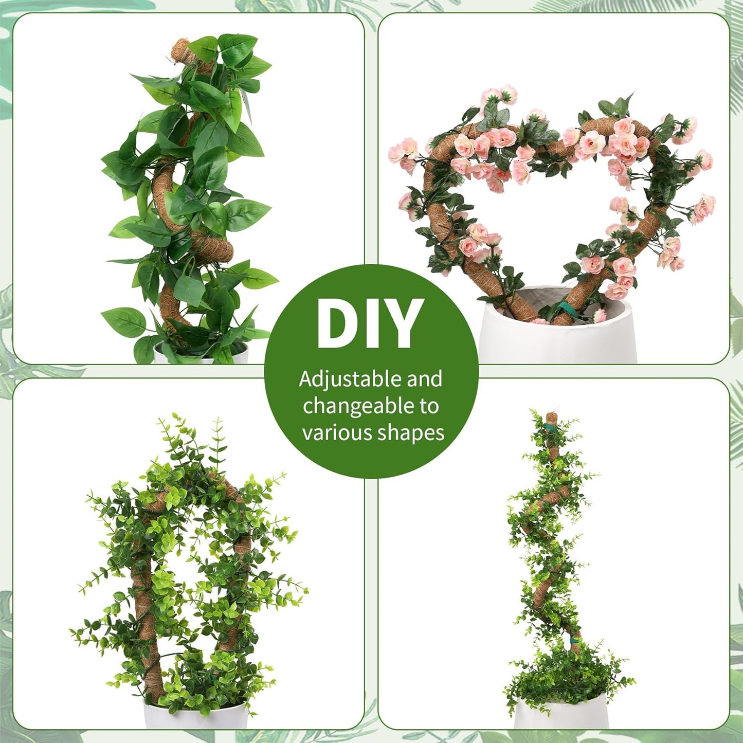 49'' Monstera Plant Support, LveSunny Bendable Moss Pole for Plants Indoor, Large Moss Pole for Climbing Plant, Coco Coir Pole, Fishbone Plant Stakes