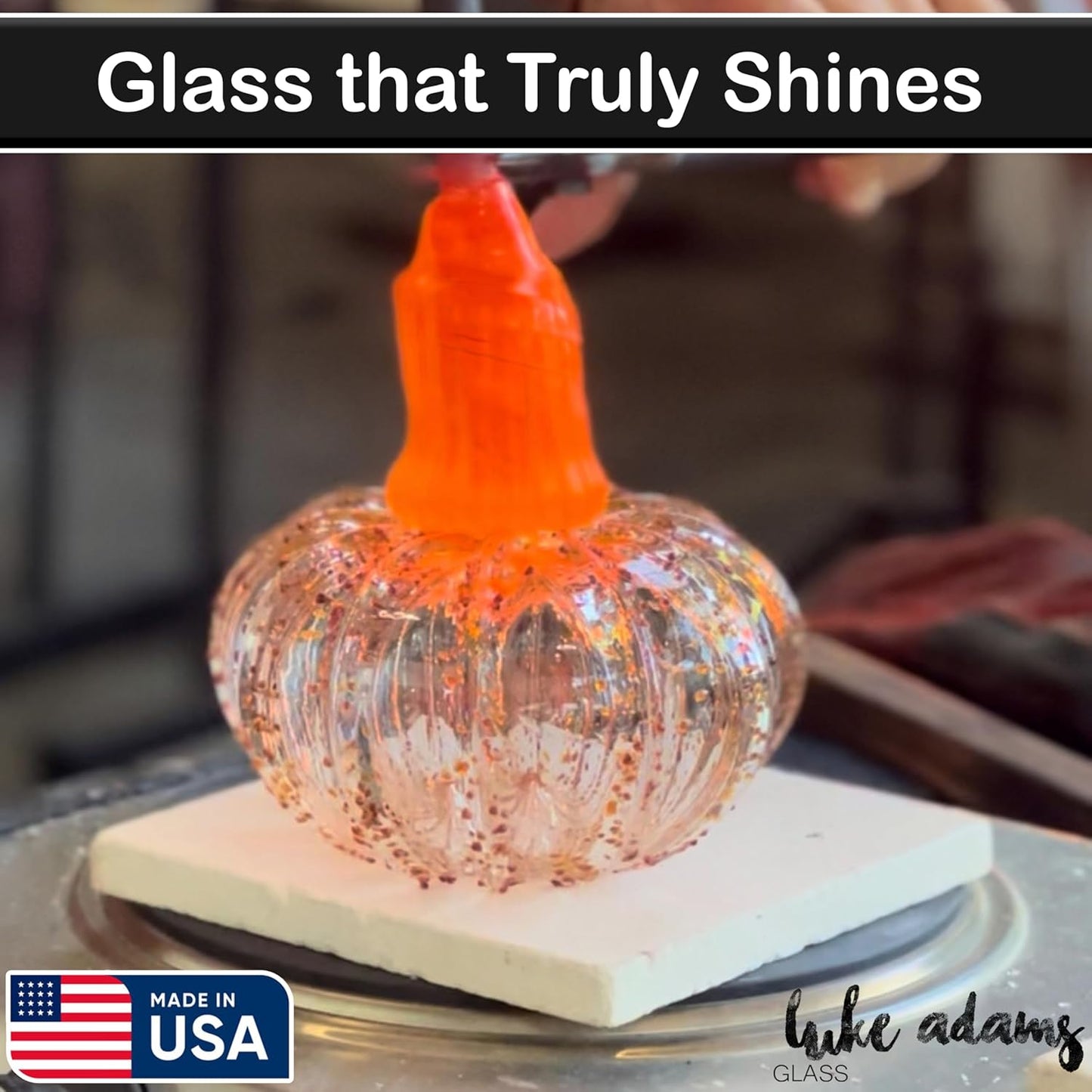 Luke Adams Glass Handmade Glass Pumpkins Handmade Table Top Home Decor (Squat, Plum)