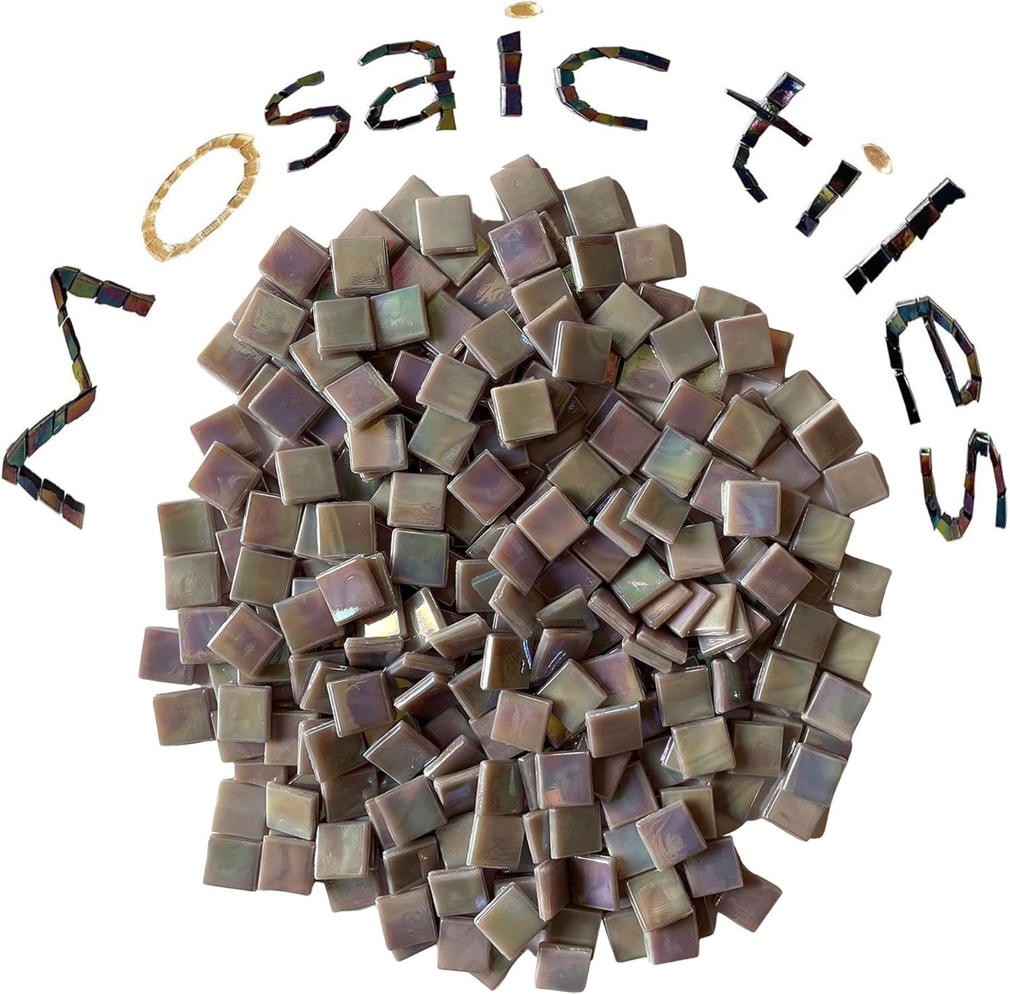 SMEIINIK 1.1lb Bulk Single Iridescent Color Mosaic Tiles for Crafts, Glass Mosaic Pieces for Mosaic Puzzles, Stained Glass Tiles for Mosaic DIY, Mosaic Making Supplies(WJ41-6)