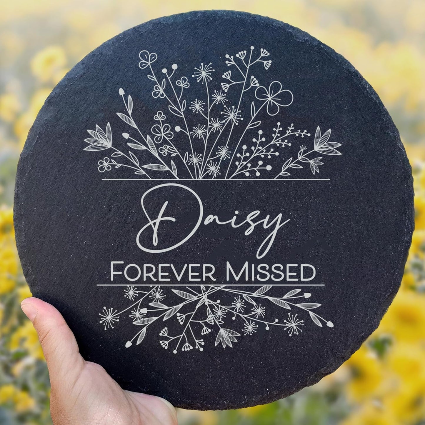 Personalized Pet Memorial Stone for Dogs and Cats | Custom Laser-Etched Weatherproof Garden Grave Marker | Natural Stone Bereavement Headstone Sympathy Gift | 4, 6, 10, or 12 Inch Heart or Circle Shape (A8)