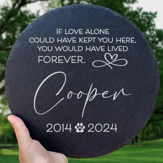 Personalized Pet Memorial Stone for Dogs and Cats | Custom Laser-Etched Weatherproof Garden Grave Marker | Natural Stone Bereavement Headstone Sympathy Gift | 4, 6, 10, or 12 Inch Heart or Circle Shape (A5)