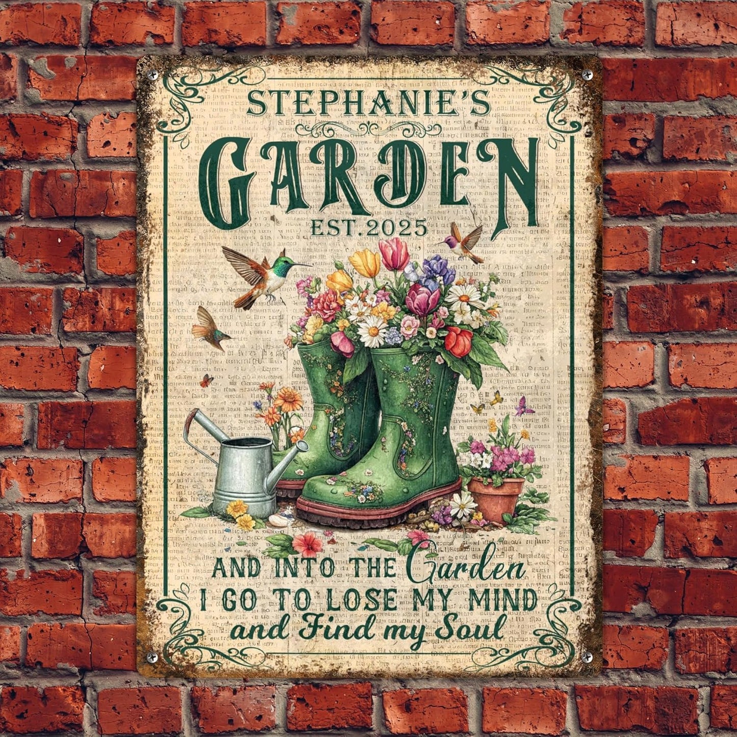 Custom Sign, Personalized Metal Signs, Customize for Office, Business, Workplace, Office, Home, Delivery Signs, Metal Sign With Your Own Image, Text,Photo, Pets, Kids Art Made in USA (Garden 05)