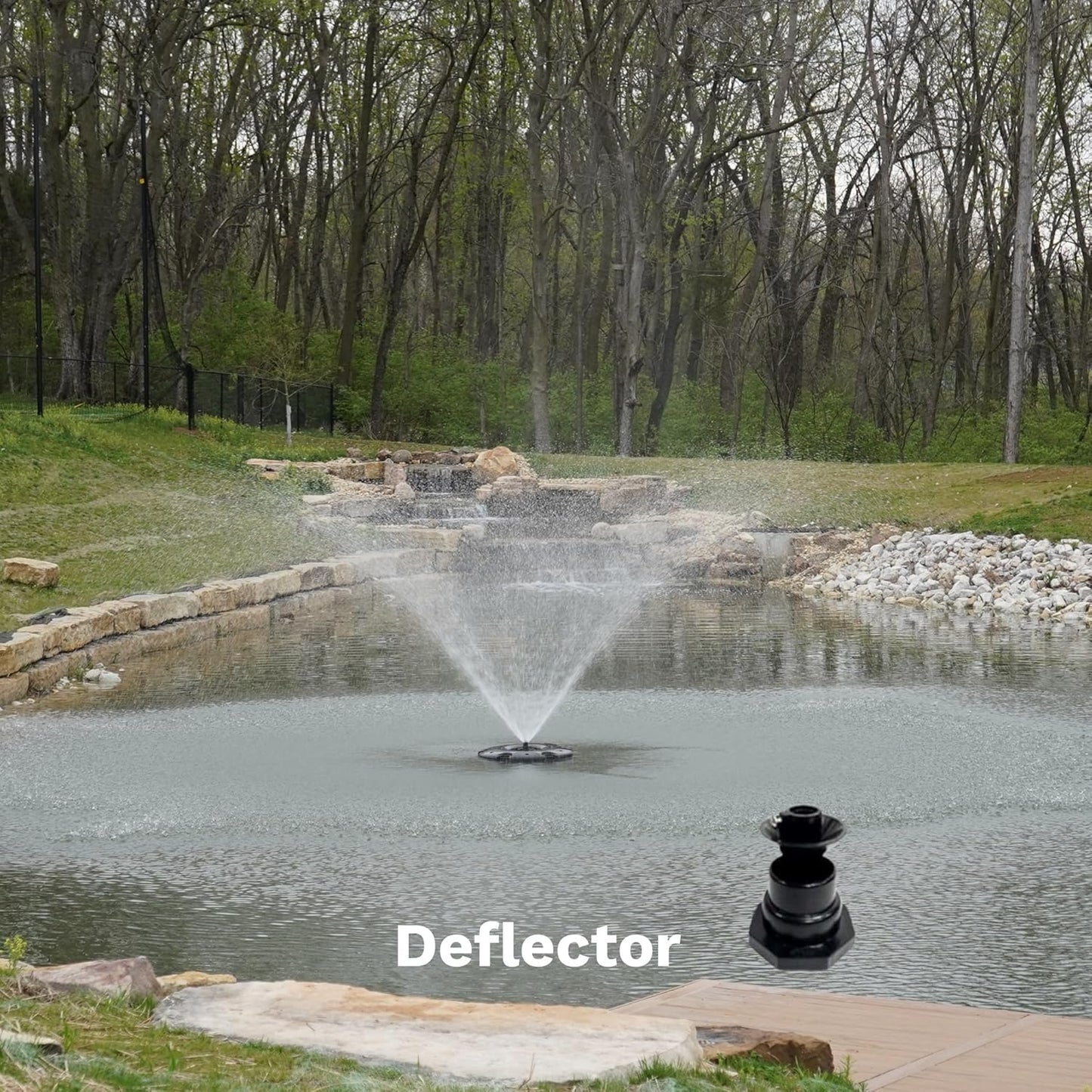 HALF OFF PONDS Floating Fountain – 1.75 HP Pond Aerator with 200' Cord – 14,800 GPH Water Pump –11 Spray Patterns - Energy-Efficient - White LED Lights - for Large Ponds, Lakes & Water Gardens