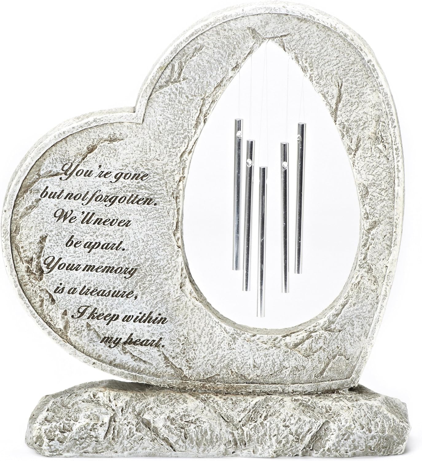 Roman Your Memory Treasure Within Heart 12 Inch Resin Stone Garden Chime Figurine