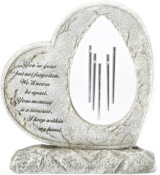 Roman Your Memory Treasure Within Heart 12 Inch Resin Stone Garden Chime Figurine